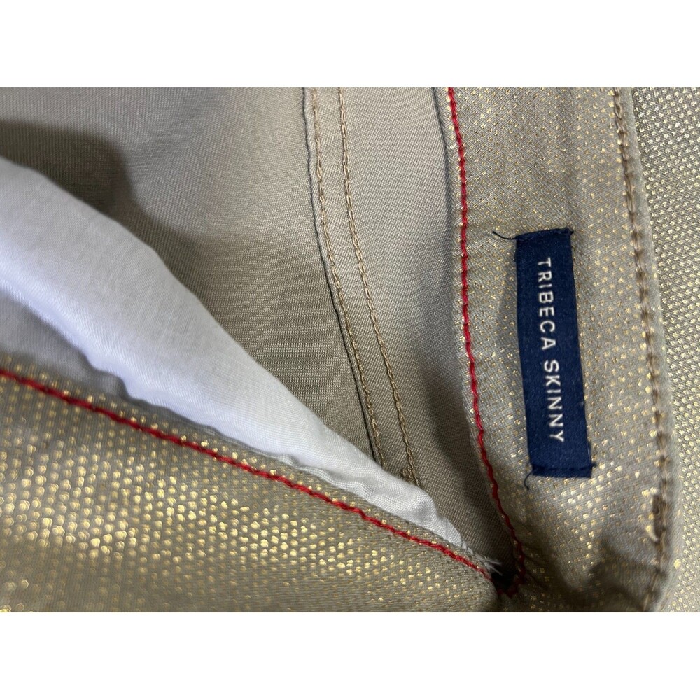 Tommy Hilfiger Women Gold Metallic Skinny Pants Size 10 Tribeca Skinny Stretch - Picture 9 of 11